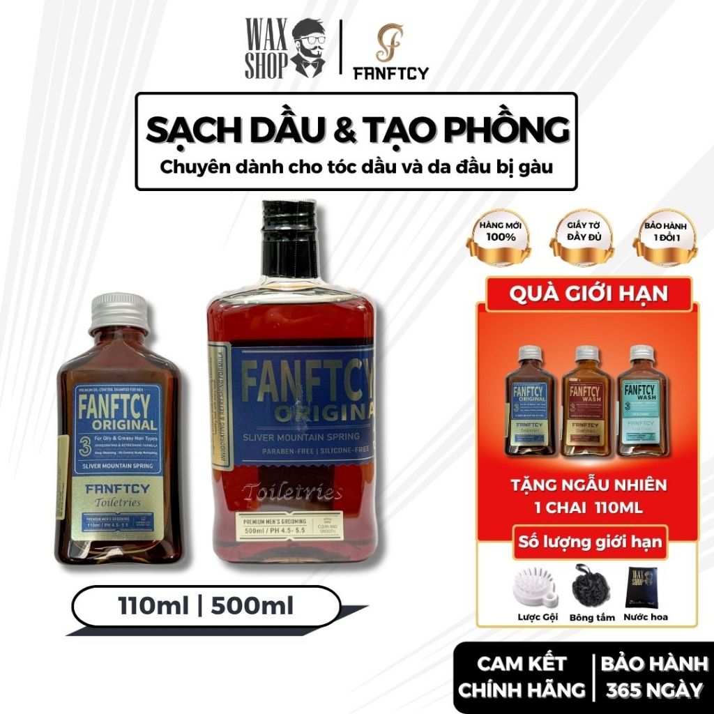 Dầu gội tạo phồng tóc nam Fanftcy Original Sliver Mountain Spring 500ml  Ý, kiềm dầu & tạo phồng tóc