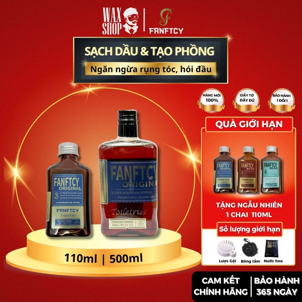 [CHÍNH HÃNG] Dầu gội tạo phồng tóc Fanftcy Original Sliver Mountain Spring 500ml  Ý, kiềm dầu