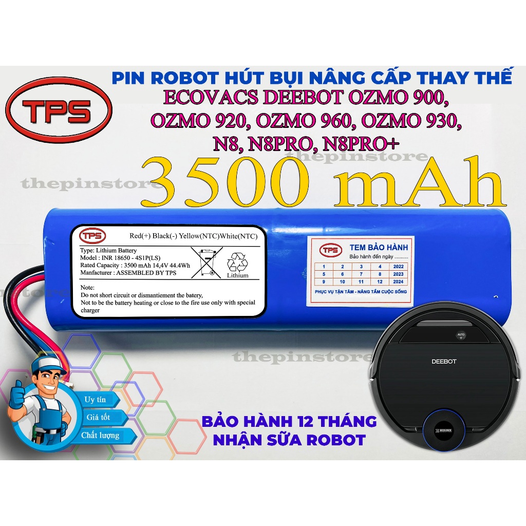 PIN ROBOT HÚT BỤI NÂNG CẤP OZMO 900, OZMO 920, OZMO 960, OZMO 930, N8, N8PRO, N8PRO+ BẢO HÀNH 9 THÁN