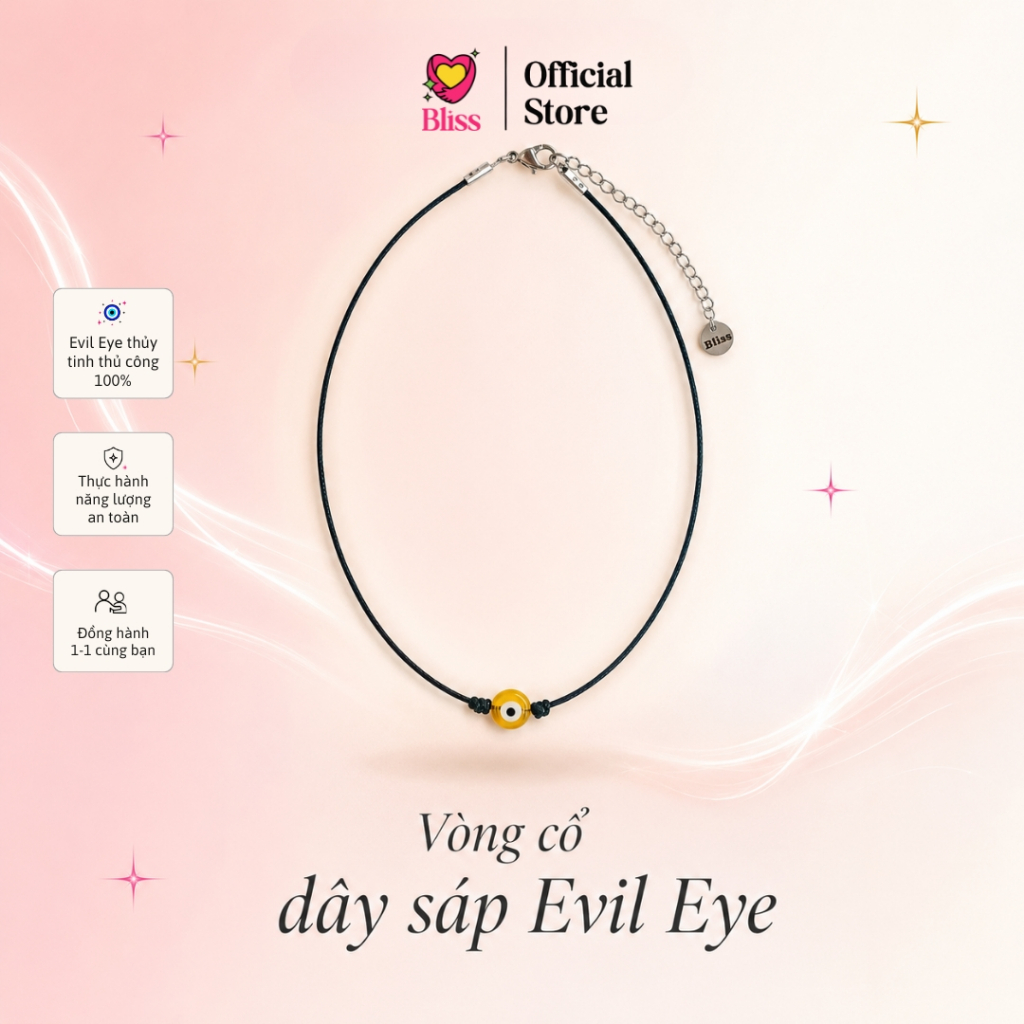 [DÂY CHUYỀN] Vòng cổ Evil Eye thủy tinh dây sáp dáng choker Bliss Accessories - Dây chuyền handmade