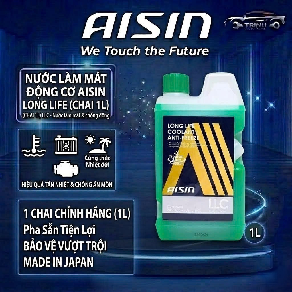 [Chính hãng] Nước làm mát động cơ ô tô Aisin 1 Lít (Long Life Coolant) [Xanh Lá/ Đỏ]