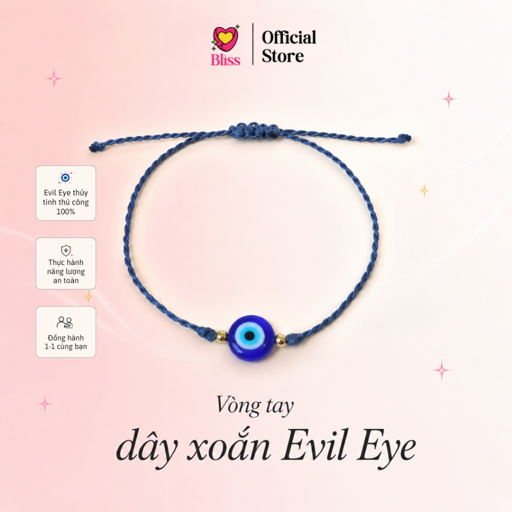 [VÒNG TAY] Evil Eye thủy tinh dây xoắn Bliss Accessories - Phụ Kiện handmade