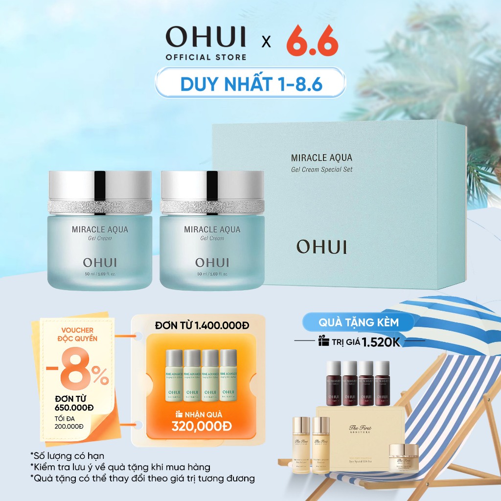 [OHUI Official] Bộ kem dưỡng cấp nước dưỡng ẩm da sáng toàn diên O HUI Miracle Aqua Gel Cream 60ml +