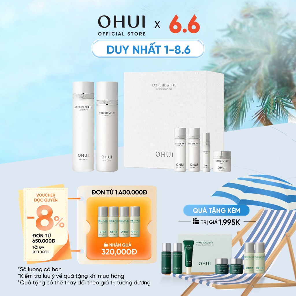 [OHUI Official] Bộ 6 món dưỡng trắng chuyên sâu toàn diện cao cấp OHUI Extreme White 6pcs 330ml