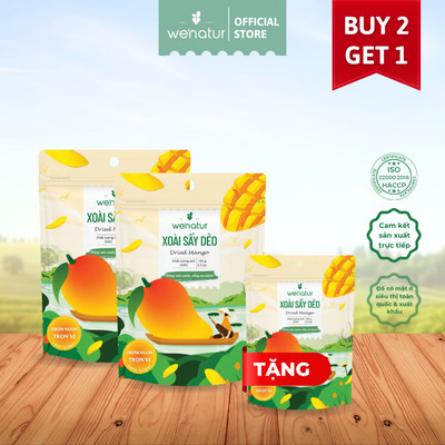 [MUA 2 TẶNG 1] COMBO 2 Xoài Sấy Dẻo Nguyên Vị Ít Đường We'natur 100g (Tặng 1 Xoài sấy dẻo 100g)