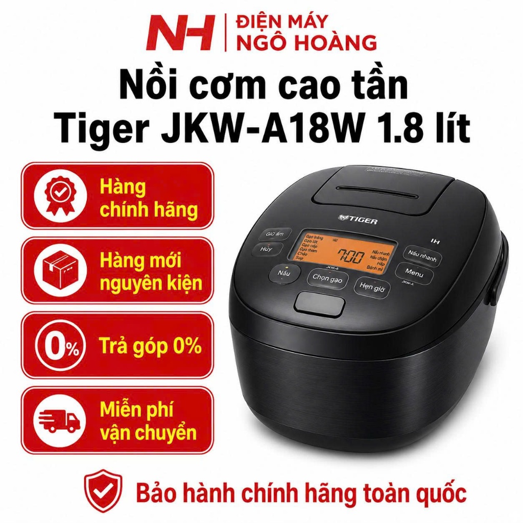 Nồi cơm cao tần Tiger JKW-A18W 1.8 lít chính hãng, nồi cơm cao tần giữ cơm ngon dẻo
