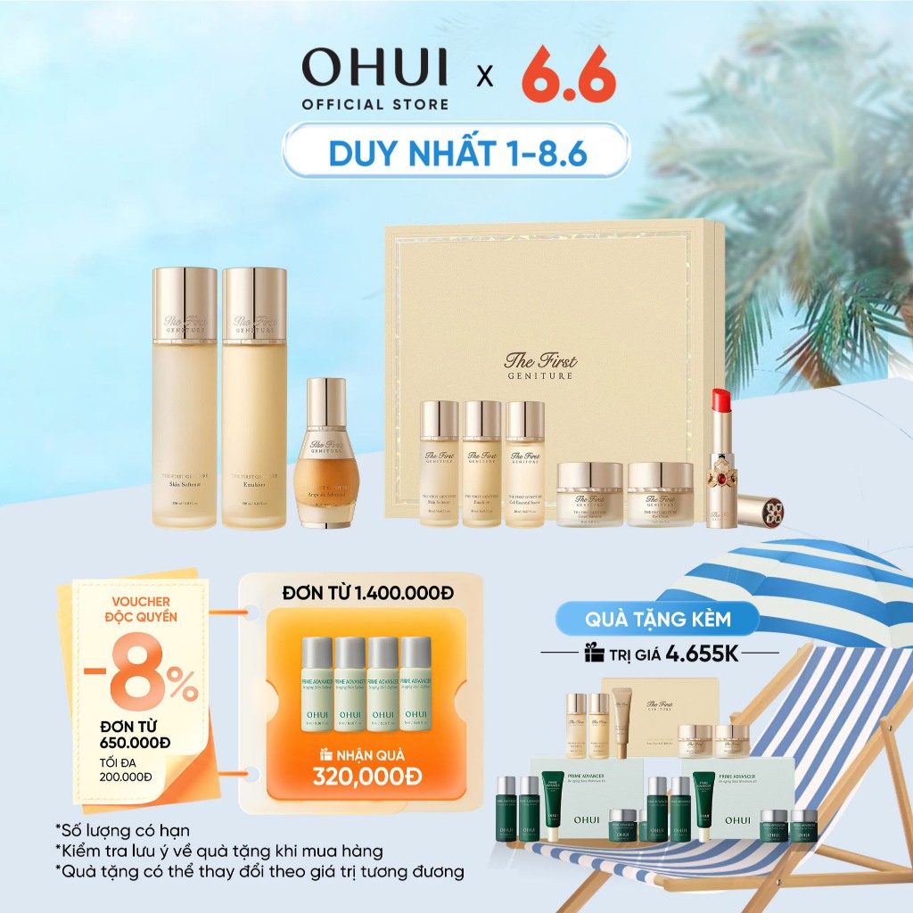 [OHUI Official] Bộ 10 món Chống Lão Hóa Tái Sinh Làn Da Tế Bào Gốc OHUI The First Geniture 468ml