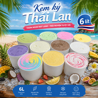 Kem Ký Thái Lan Hộp 6 Lít Đủ Vị - Kem Ký Cao Cấp Cho Quán Cà Phê, Trà Sữa, Buffet (GIAO HỎA TỐC HCM)