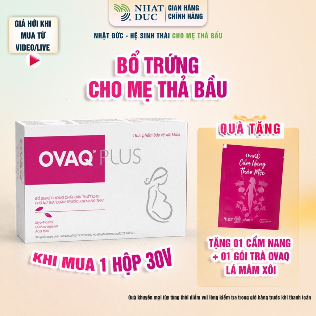 OvaQ Plus Bổ Trứng Cho Phụ Nữ Thả Bầu Chuẩn Bị Mang Thai Hỗ Trợ Chất Lượng Trứng
