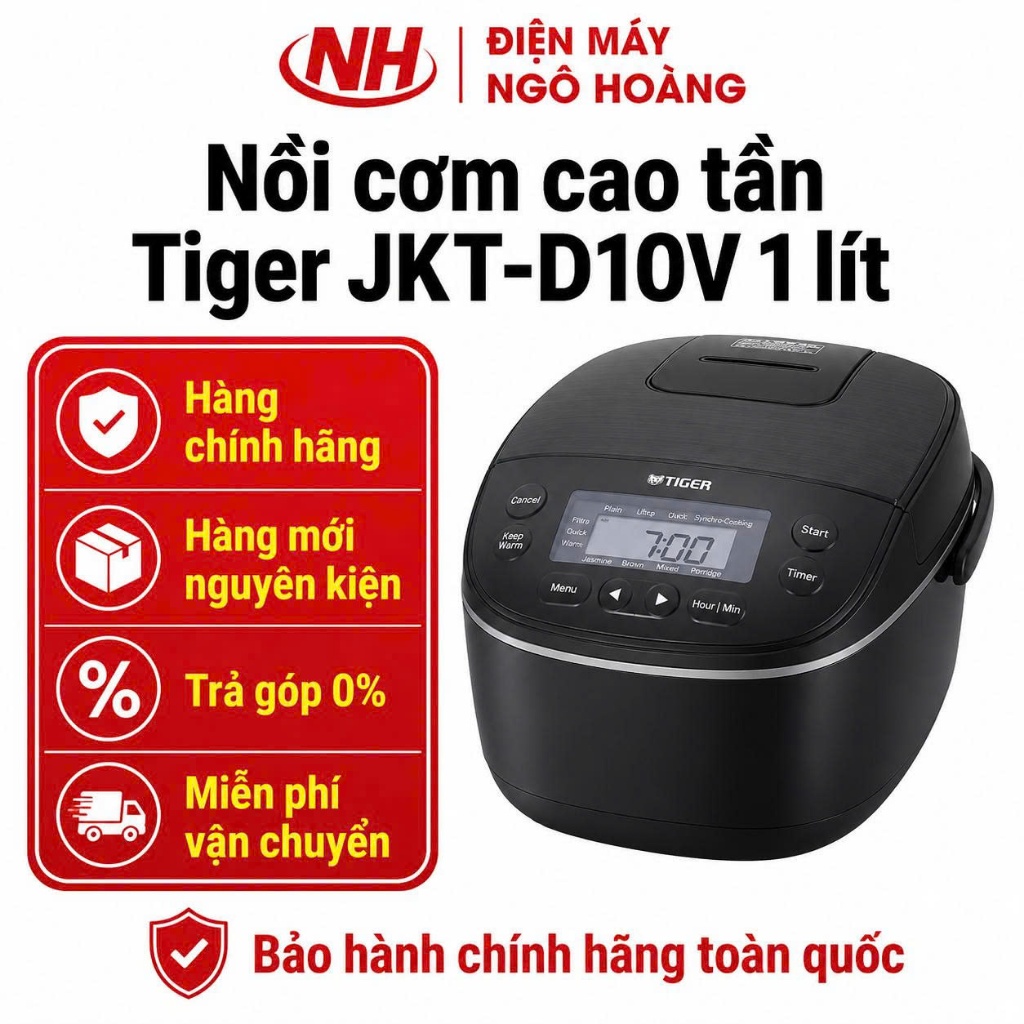 JKT-D10V - Nồi cơm cao tần Tiger JKT-D10V 1 lít chính hãng, nồi cơm cao tần giữ cơm ngon dẻo