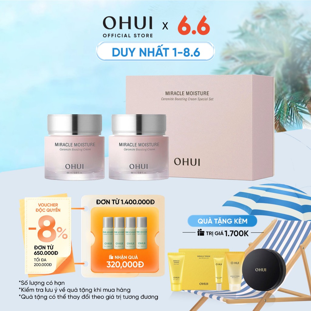 [OHUI Official] Kem dưỡng ẩm mịn mượt căng sáng da OHUI Miracle Moisture Ceramide Boosting Cream 60m