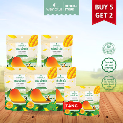[MUA 5 TẶNG 2] Combo 5 Xoài Sấy Dẻo Nguyên Vị Ít Đường We'natur 100g (Tặng 2 Xoài Sấy Dẻo 100g)