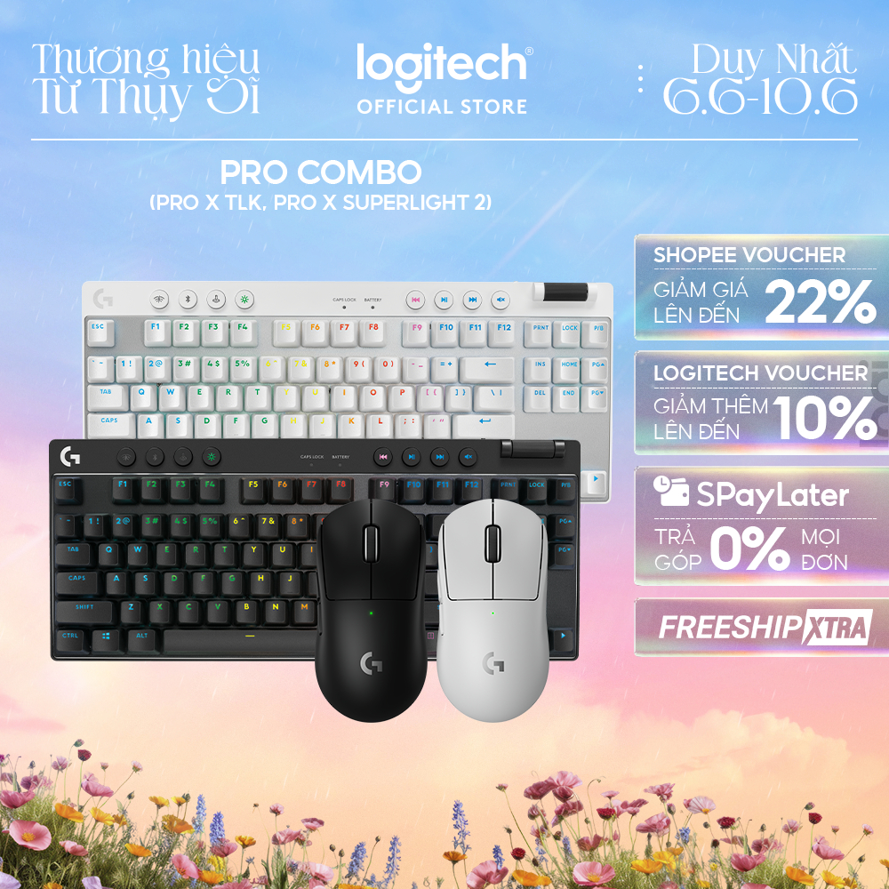 Combo chuột, phím gaming không dây Logitech G PRO X TKL LIGHTSPEED, PRO X SUPERLIGHT 2 LIGHTSPEED, 3