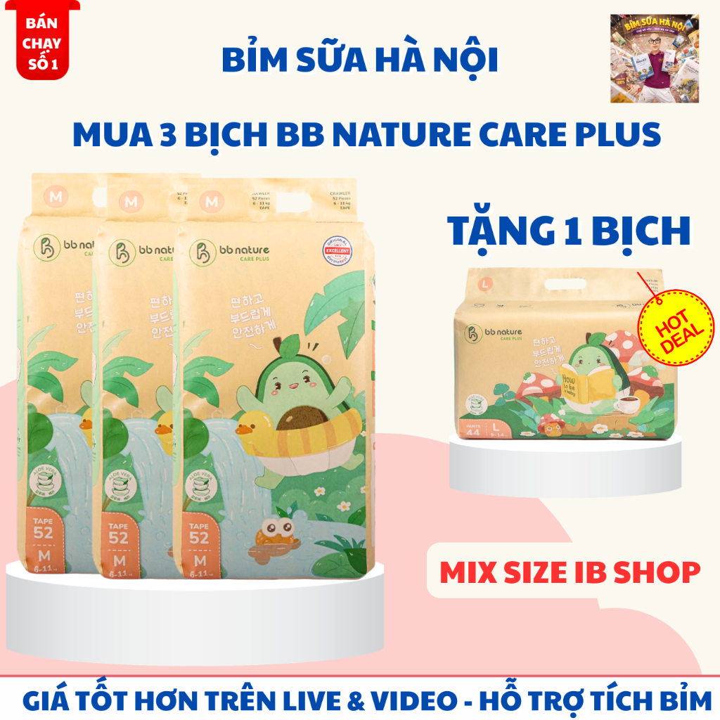 COMBO 3B BB NATURE CARE PLUS tặng 1B BB NATURE CARE PLUS Mềm, mỏng, thấm hút tốt, đủ size