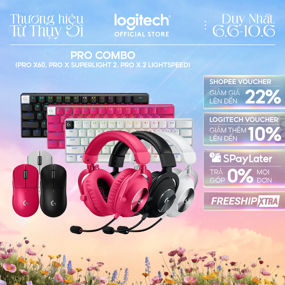 Combo Logitech G PRO Gaming Bàn phím Logitech G Pro X 60, Tai nghe G Pro X 2 Lightspeed, Chuột G Pro