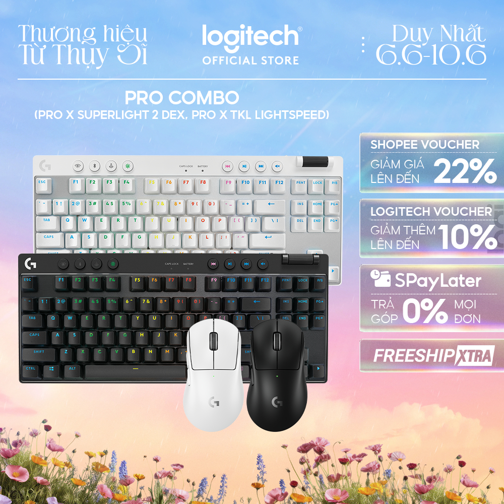 Combo Bàn phím Gaming Logitech G PRO X TKL LIGHTSPEED và Chuột Logitech G PRO X SUPERLIGHT 2 DEX