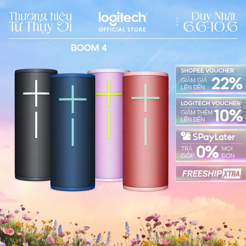 Loa Bluetooth di động Logitech Ultimate Ears Boom 4 - Bass lớn 360o, Kháng nước, Phạm vi 45m