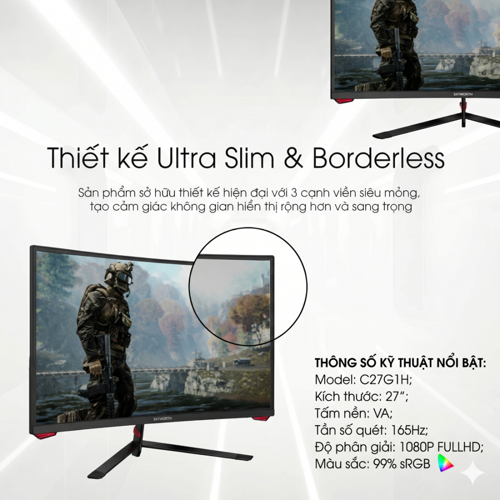 Màn Hình Skyworth 27 Inch Full HD IPS/VA 75Hz-165Hz Viền Mỏng Gaming Văn Phòng BH Chính Hãng 2 Năm | BigBuy360 - bigbuy360.vn