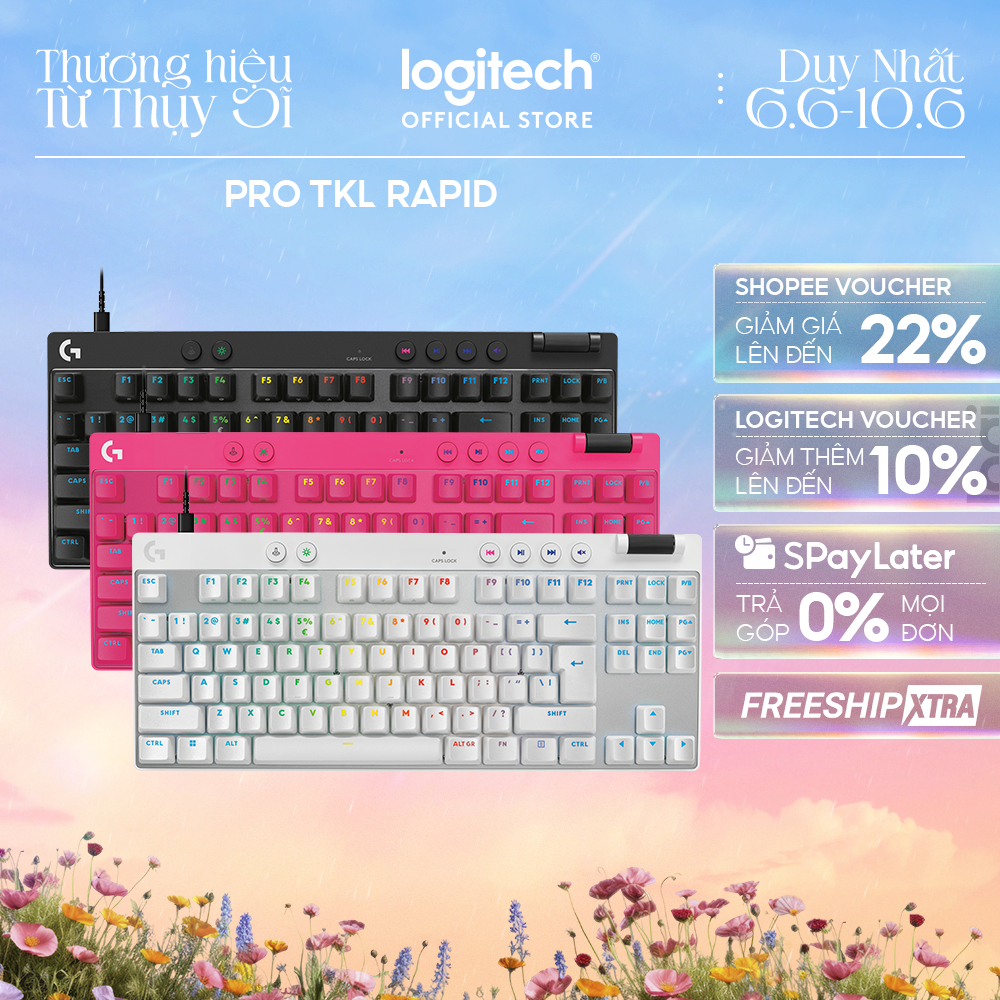 Bàn phím Game có dây Logitech G PRO X TKL RAPID, Analog switch từ tính, Rapid Trigger, KEYCONTROL