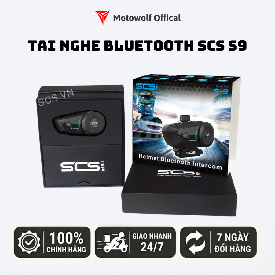 SCS Tai Nghe Bluetooth Mũ Bảo Hiểm SCS S9 Intercom 500m Bảo Hành 12 Tháng