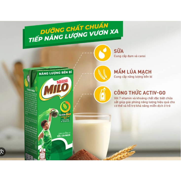 Sữa Lúa Mạch Nestle Milo 180ml - Sữa Milo Nước Tăng Cường Năng Lượng Khỏe Mạnh