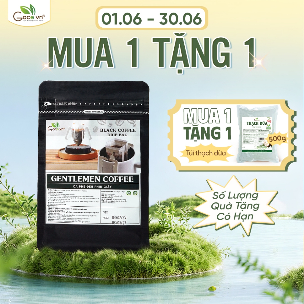 Cà phê phin giấy Goce - Cafe đen - Black Coffee - 75g