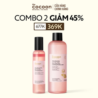 [MUA 2 GIẢM 45%] Combo Tinh chất xịt dưỡng sen Hậu Giang 200ml & Tẩy trang sen Cocoon 500ml