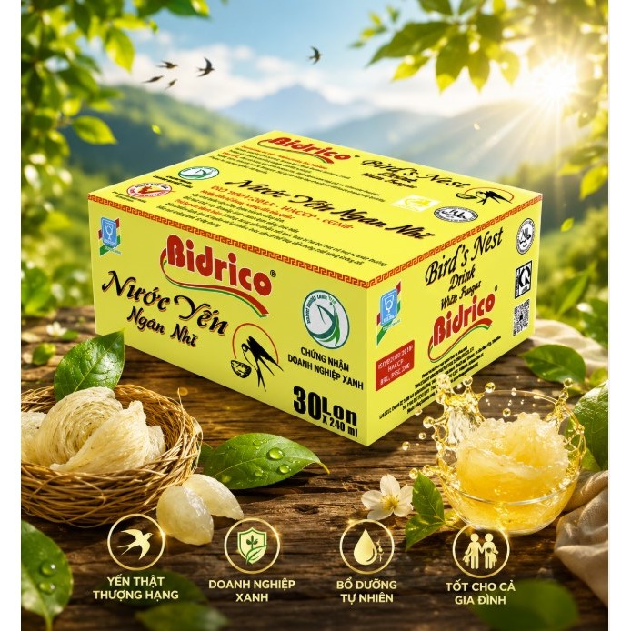 Nước yến ngân nhĩ Bidrico  (Thùng 30 lon 240ml)