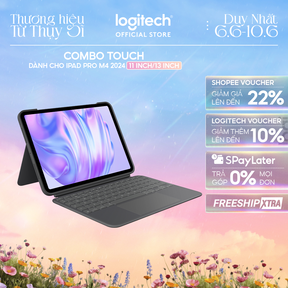 Bao da case iPad kiêm bàn phím Logitech Combo Touch cho iPad Pro 11 inch (M4) (2024) | iPad Pro 13 i