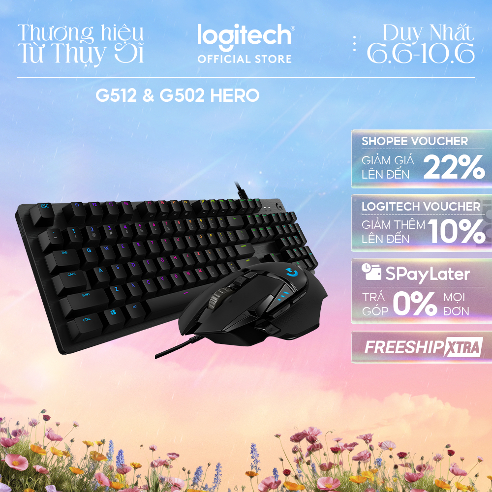 Combo bàn phím và chuột gaming Logitech G512 GX & G502 Hero