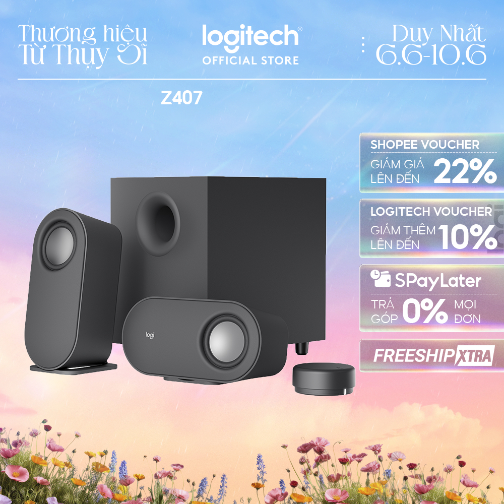 Loa máy tính Bluetooth Logitech Z407 - Đa kết nối (USB, AUX, Bluetooth), công suất 80W