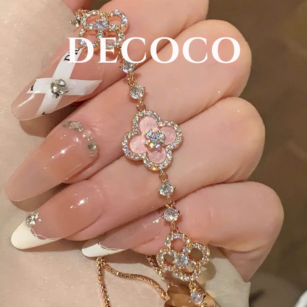 Set vòng cổ và vòng tay SAKURA cỏ 4 lá charm hoa đá xà cừ mạ vàng trắng DECOCO ACC ( kèm Túi giấy + Hộp + Thiệp ) | BigBuy360 - bigbuy360.vn