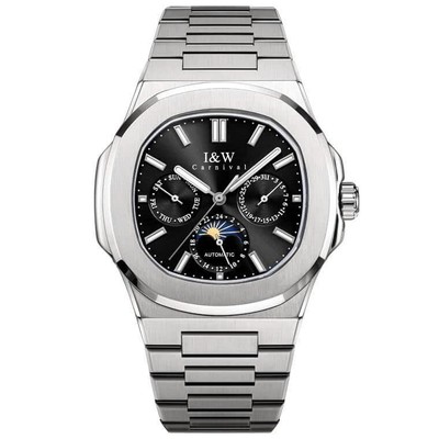 Đồng hồ nam chính hãng I&W CARNIVAL 55886G1-T3 mặt đen size mặt 42mm,kính sapphire ,chống nước 50m,dây thép không gỉ