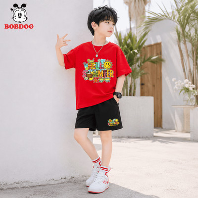 Bộ thể thao bé trai BOBDOG, quần áo mùa hè chất cotton co giãn, bộ cộc tay in hình mùa hè cute cho bé CD-KS532
