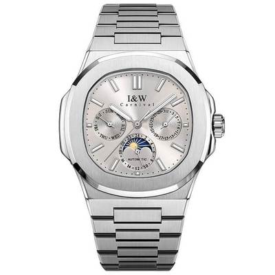 Đồng hồ nam chính hãng I&W CARNIVAL 55886G1-T4 mặt xám size mặt 42mm,kính sapphire ,chống nước 50m,dây thép không gỉ