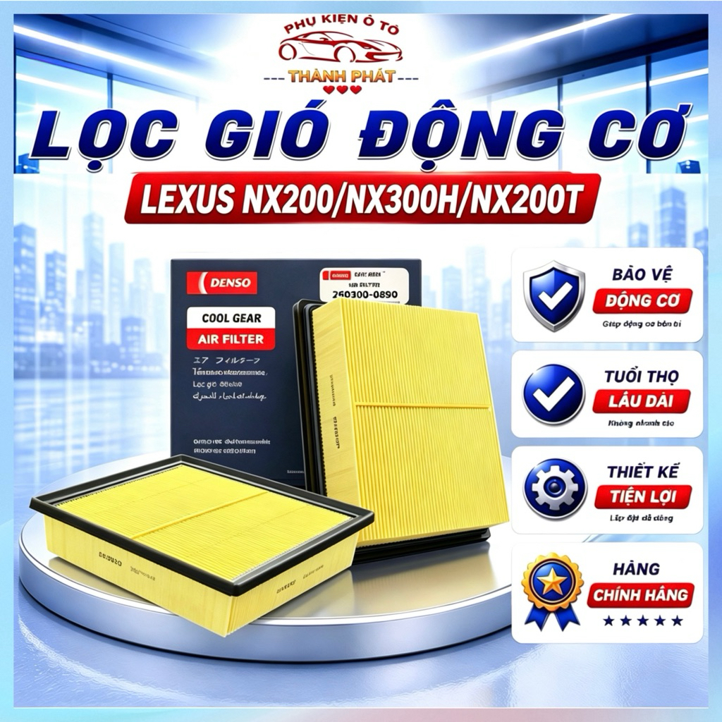 Lọc Gió Động Cơ Xe LEXUS NX200/NX300H/NX200T Đời 2014-2021 Hàng DENSO Chính Hãng Mã 0890