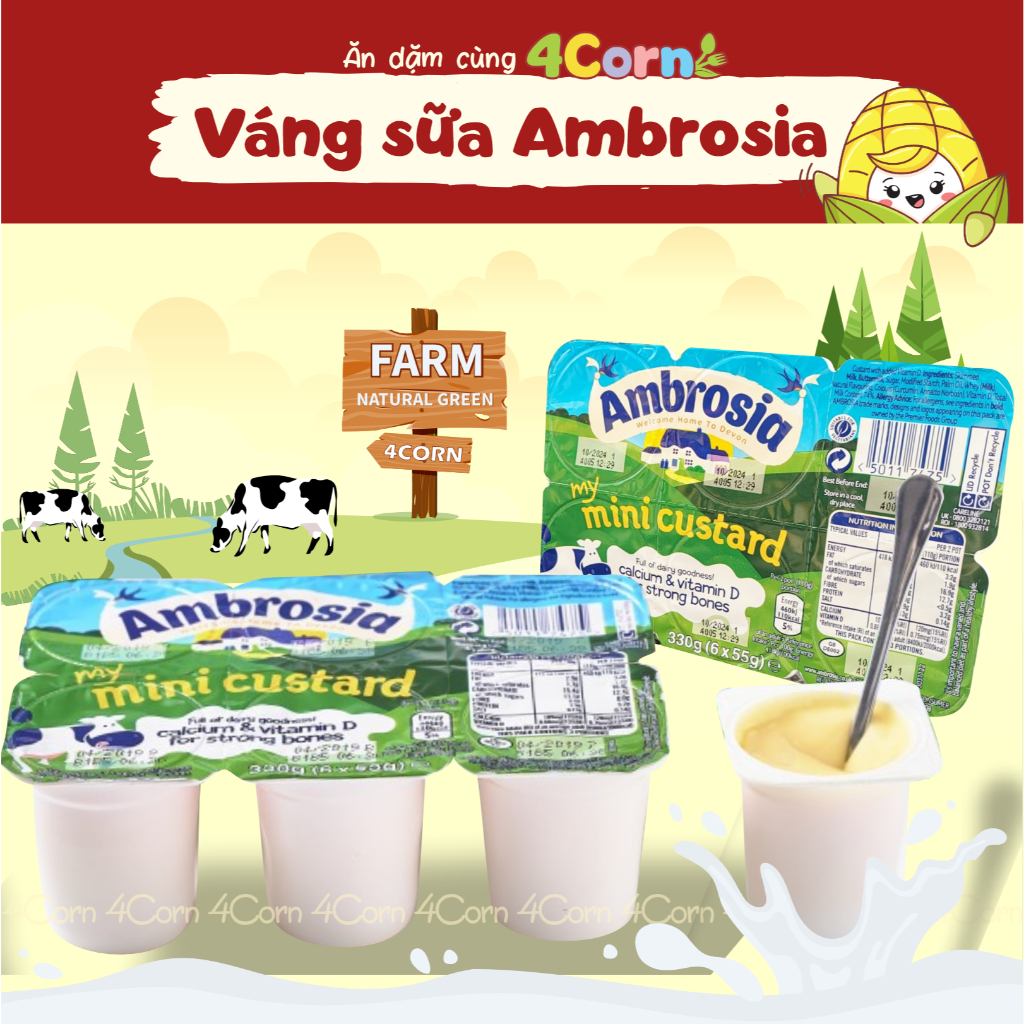Váng sữa cao cấp Ambrosia - nhập khẩu từ Anh - Cho bé 8m+