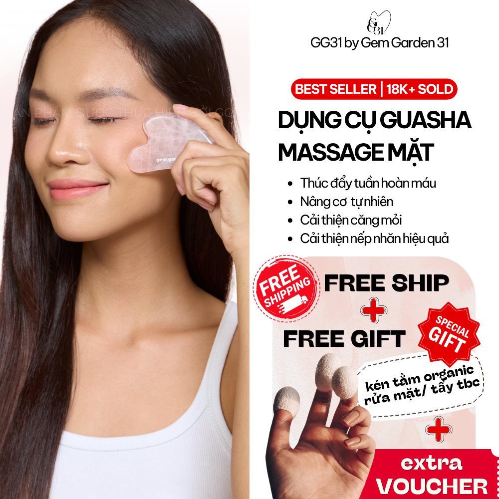 Đá Guasha Massage GG31 – Dụng Cụ Gua Sha Massage Mặt, Thư Giãn, Nâng Cơ, Chăm Sóc Da Tự Nhiên | GG31 by GemGarden31