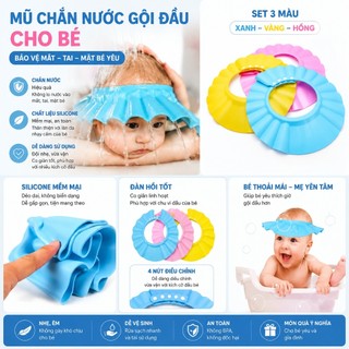 MŨ NÓN GỘI ĐẦU CHẮN NƯỚC CHO BÉ KHI TẮM CÓ VÀNH CHE - MŨ GỘI ĐẦU CHO BÉ