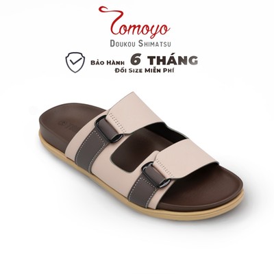 SIÊU SALE 8.8 - Dép Quai Ngang - Dép Da Nam Tomoyo TMD34009 - Be Nâu
