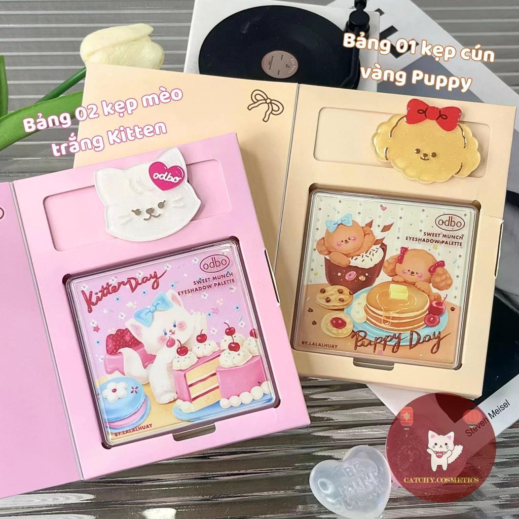 [ODBO] Bảng Phấn Mắt Odbo Kitten Day & Puppy Day Mèo & Cún Con Tặng Kèm Kẹp Tóc Sweet Munch 9g