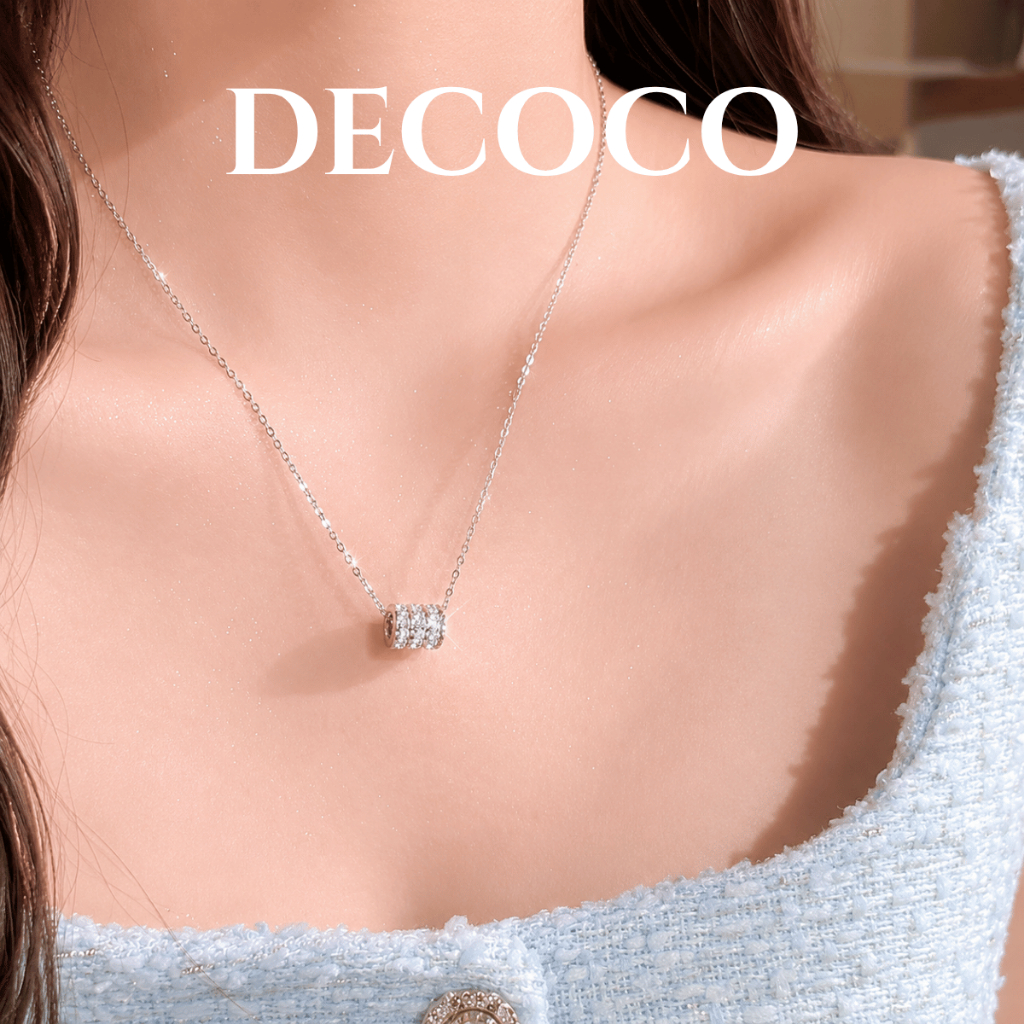 Vòng cổ, dây chuyền BLING RING hình trụ đính đá titan không gỉ DECOCO ( kèm Túi giấy + Hộp + Thiệp) | BigBuy360 - bigbuy360.vn