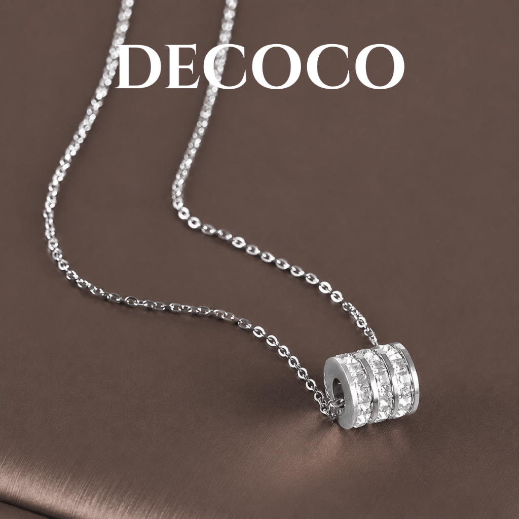 Vòng cổ, dây chuyền BLING RING hình trụ đính đá titan không gỉ DECOCO ( kèm Túi giấy + Hộp + Thiệp) | BigBuy360 - bigbuy360.vn