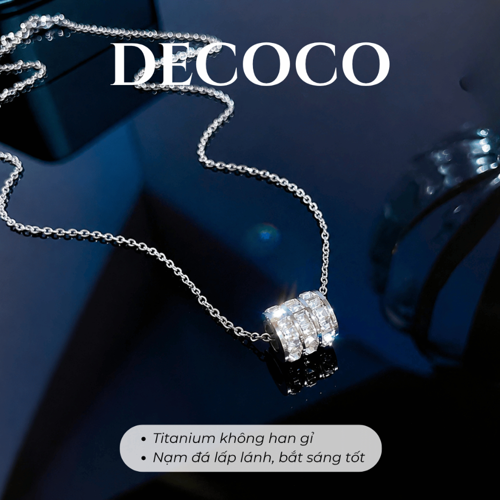 Vòng cổ, dây chuyền BLING RING hình trụ đính đá titan không gỉ DECOCO ( kèm Túi giấy + Hộp + Thiệp) | BigBuy360 - bigbuy360.vn
