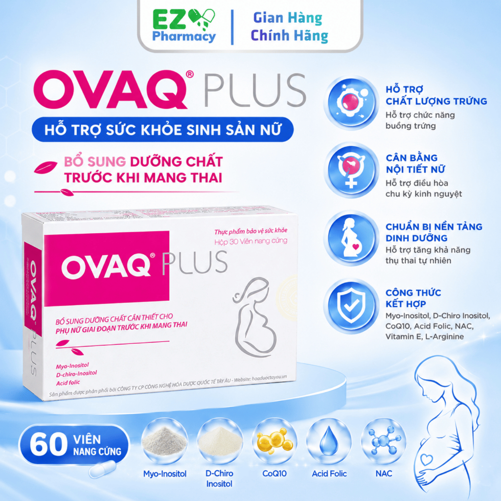 OVAQ PLUS Chính Hãng Bổ sung Myo Inositol 300mg Và Dưỡng Chất Cho Phụ Nữ Chuẩn Bị Mang Thai