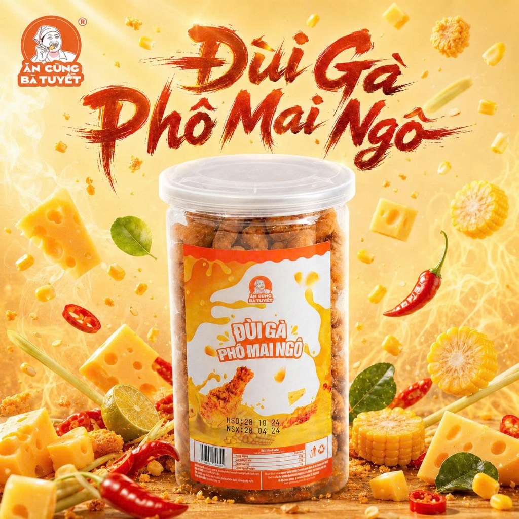 1 hũ Snack Đùi Gà vị Phô Mai Ngô - Ăn Cùng Bà Tuyết