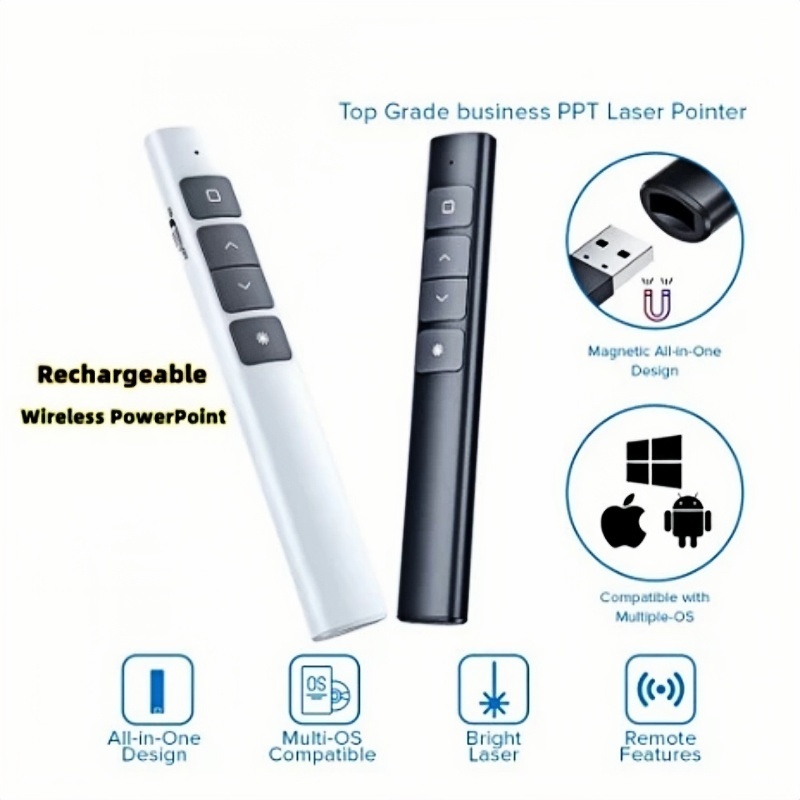 2.4GHz Wireless Presentation Clicker Powerpoint Pen USB Remote Control Flip Pen for Office Teaching 