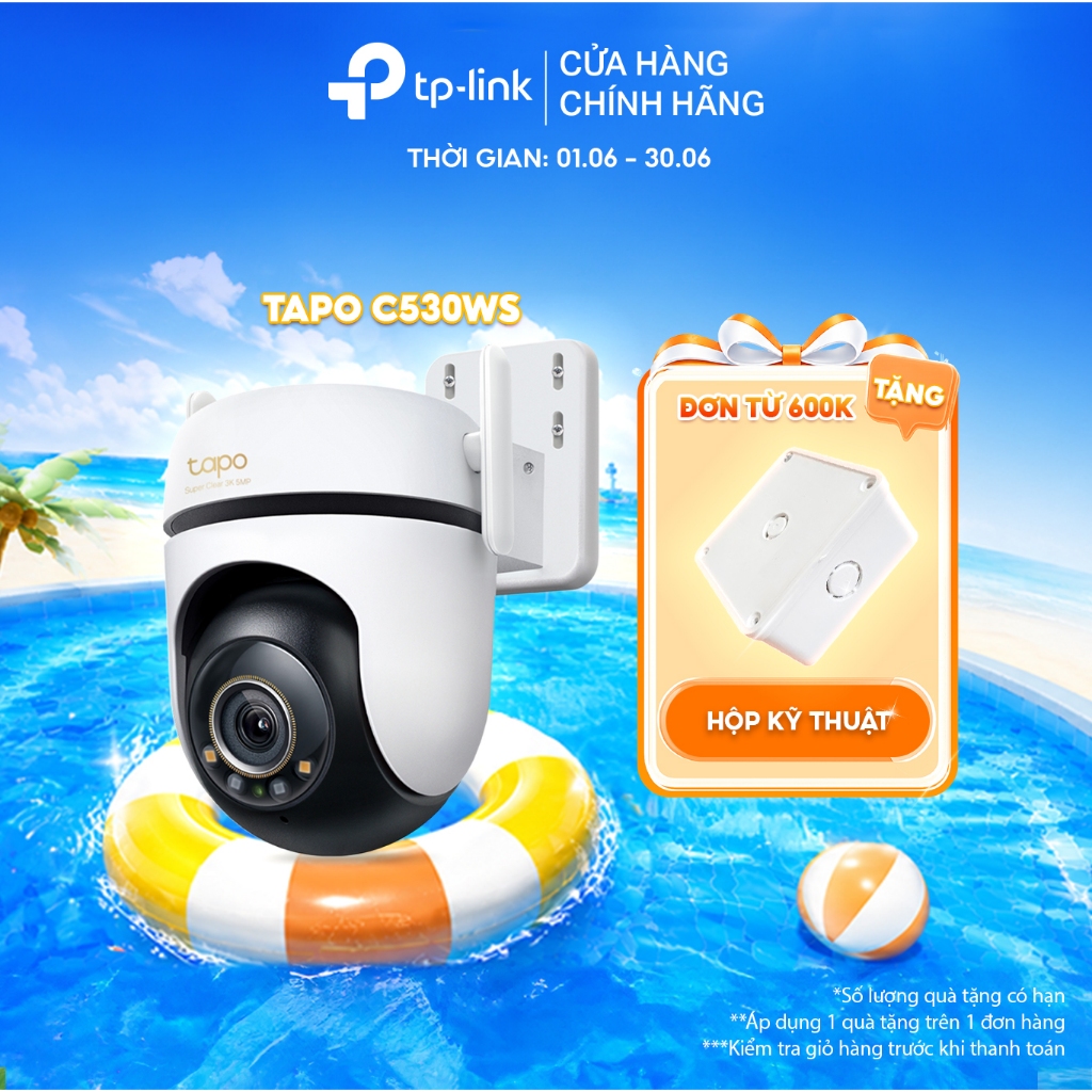 Camera WiFi An Ninh Quay/Quét Ngoài Trời Tapo C530WS - 3K 5MP, Xoay 360°, Nhận Diện AI Thông Minh