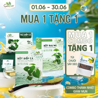 Combo Thanh nhiệt, Giảm mụn (1 hộp Bột diếp cá 72g, 1 hộp Bột rau má 72g, 1 hộp Trà diếp cá túi lọc 40g)