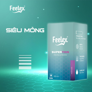 Bao cao su Hộp 30 chiếc Feelex Superthin siêu mỏng ôm sát nhiều gel hương dâu, hương nước hoa, hương vani